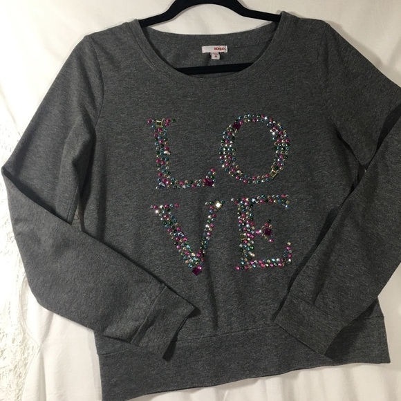 Sweatshirt BONGO LOVE Sequin Size Med - Picture 3 of 13